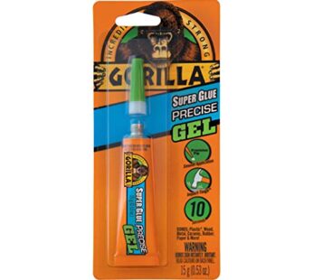 Gorilla Super Glue Precise Gel, 15 Gram, Clear, (Pack of 1)