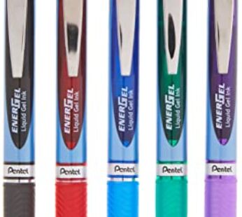 Pentel Gel Ink Pen, Retractable , 0.5mm, Metal Tip, Assorted Ink Colors, Pack of 5 (BLN75B