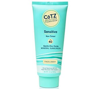 COTZ Sensitive Non-Tinted Zinc Oxide Mineral Sunscreen for Body and Face; Broad Spectrum S