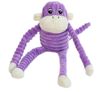 ZippyPaws – Spencer The Crinkle Monkey Dog Toy, Squeaker and Crinkle Plush Toy – Purple, S