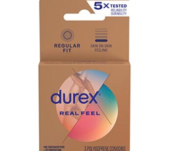 Durex Condom Real Feel Non Latex Condoms, 3 Count