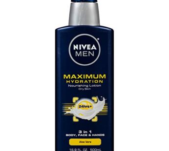 NIVEA MEN Maximum Hydration Body Lotion, 3-in-1 Nourishing Lotion for Men, 16.9 Fl Oz Bott