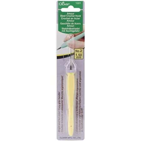 Clover 1221 Amour Steel Crochet Hook No. 2, 1.50mm , Yellow - Image 2