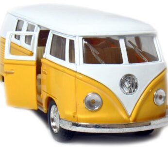 KiNSMART 5in Die-cast 1962 VW Classic Bus 1/32 Scale (Yellow), Pull Back n Go Action. For