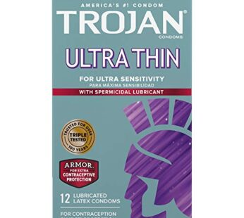 Trojan Condom Sensitivity Ultra Thin Spermicidal, 12 Count