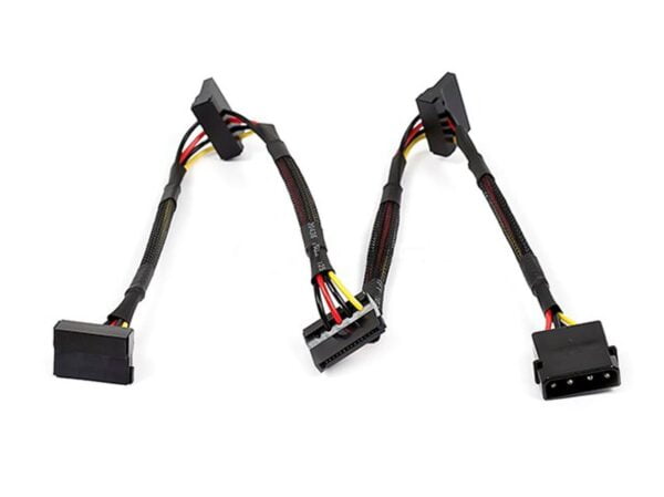 Monoprice Data Cable - 2 Feet - 4-pin MOLEX Male to 4X 15-pin SATA II Female Power Cable (