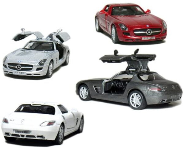 Set of 4: 5" Mercedes Benz SLS AMG 1:36 Scale (Grey/Red/Silver/White)