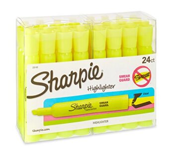 SHARPIE Tank Style Highlighters, Chisel Tip, Fluorescent Yellow, 24 Count