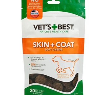 Vet’s Best Skin & Coat Soft Chew Dog Supplements | Formulated with Vitamin E & Biotin To M