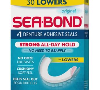 Sea Bond Secure Denture Adhesive Seals, Original Lowers, Zinc-Free, All-Day-Hold, Mess-Fre