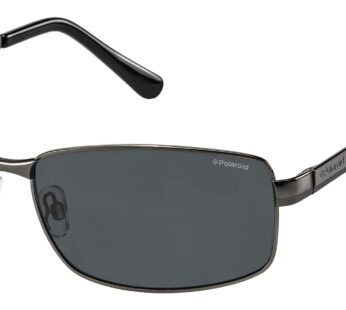 Polaroid Sunglasses P4416/S Rectangular Sunglasses, Gunmetal & Gray Polarized, 63 mm