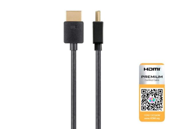 Monoprice 4K Certified Premium High Speed Slim HDMI Cable - 4K60Hz, 18Gbps, HDR, 2ft, Blac