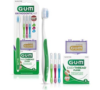 GUM Orthodontic Kit   Features Orthodontic Toothbrush, 3 Proxabrush Sizes and shred-resist
