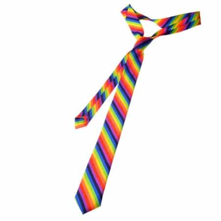 TopTie Unisex Diagonal Colorful Rainbow Stripe Skinny 2 Inch Necktie - Image 4