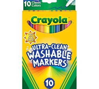 Crayola Ultra-Clean Washable Markers, Fine Line Multicolor, 10 Count