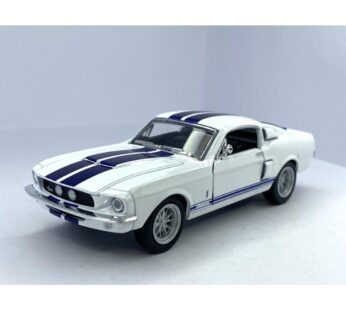 KiNSMART 1967 Ford Shelby Mustang GT500 White 1:38 Scale 5 Inch Die Cast Model Toy Race Ca