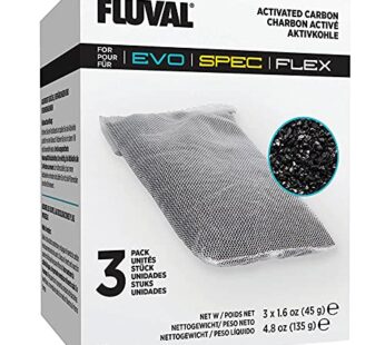 Fluval Spec/Evo/Flex Activated Carbon, Replacement Aquarium Filter Media, 3-Pack, A1377,Bl