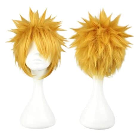 COSPLAZA Cosplay Wig Short Spiky Blonde Gold Anime Show Comics Costume Play Party Wigs