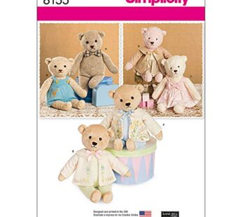 Simplicity 8155 Make Your Own Teddy Bear with Accessories and Clothes Sewing Pattern, 6 Pi