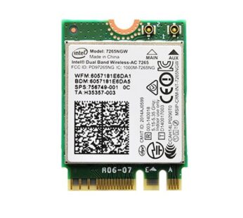 Intel Dual Band Wireless-AC 7265 802.11ac, Dual Band, 2×2 Wi-Fi + Bluetooth 4.0 – (7265NGW