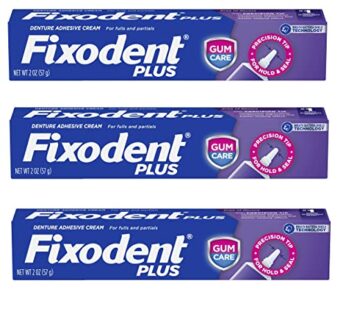 Fixodent Plus Denture Adhesive Cream 2 oz (Pack of 3)