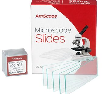 AmScope 72 Pre-Cleaned Blank Microscope Slides and 100 22x22mm Square Cover Glass