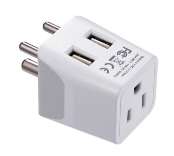 Ceptics India, Nepal, Bangladesh Travel Adapter Plug with Dual USB – Type D – Usa Input –