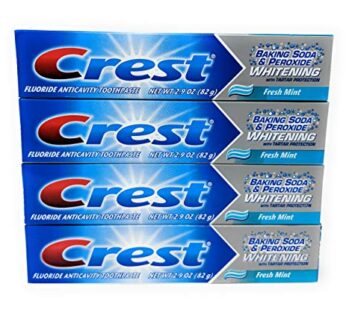 Crest Baking Soda Peroxide Whitening Tartar Toothpaste, 2.4 Oz, Fresh Mint, Pack of 4