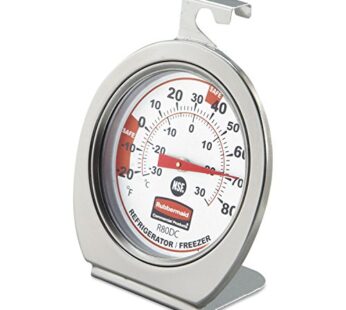 Rubbermaid Thermometer, Classic Large Mechanical Dial, Chrome, Extreme Temperature Range f