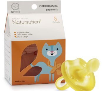 Natursutten Pacifiers 0-6 Months – 1-Pack Butterfly Shield Orthodontic Nipple Natural Rubb