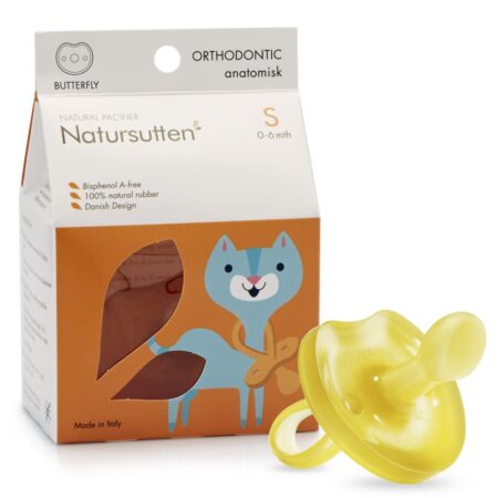 Natursutten Pacifiers 0-6 Months - 1-Pack Butterfly Shield Orthodontic Nipple Natural Rubb