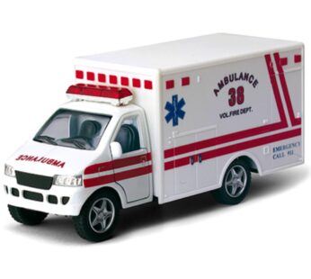 KiNSMART Rescue Team Ambulance 5″ Die Cast Metal Cabin w/Pullback Action