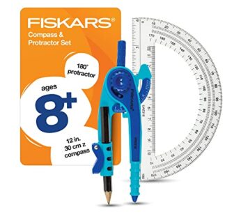 Fiskars Geometry Set, Compass and Protractor Set, Color Received May Vary