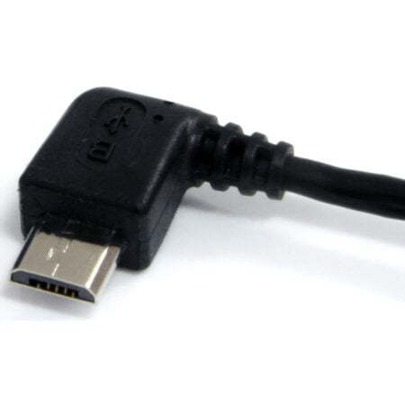 StarTech.com 1 ft. (0.3 m) USB to Micro USB Cable - USB 2.0 A to Left Angle Micro B - Blac - Image 2