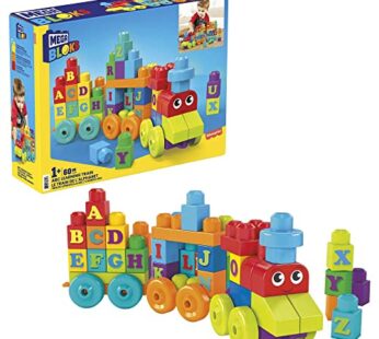 MEGA BLOKS First Builders Toddler Building Blocks Toy Set, ABC Learning Train with 60 Piec