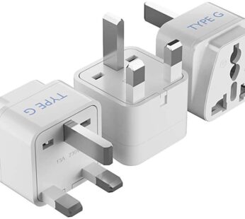 Ceptics UK, Hong Kong, Ireland, UAE Travel Plug Adapter (Type G) – 3 Pack [Grounded & Univ