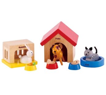 Family Pets Wooden Dollhouse Animal Set by Hape | Complete Your Wooden Dolls House with Ha