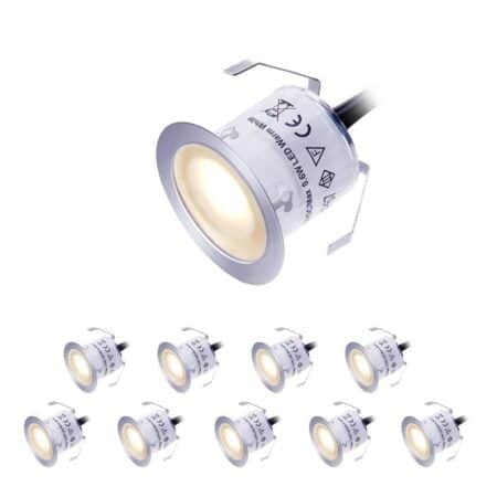 LED Deck Lights Kit 12V Low Voltage Waterproof IP67 Warm White Recessed Deck Lighting In G