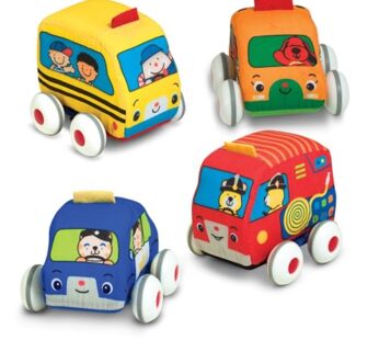 Melissa & Doug K’s Kids Pull-Back Vehicle Set – Soft Baby Toy Set With 4 Cars and Trucks a