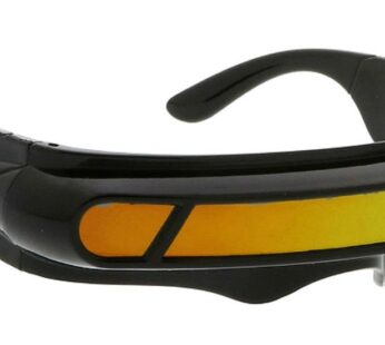 WebDeals – Futuristic Cyclops Wrap Around Monoblock Shield Sunglasses (Black, Red/Orange R