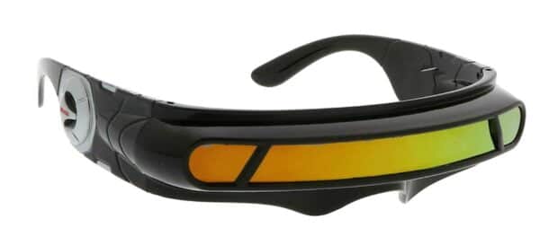 WebDeals - Futuristic Cyclops Wrap Around Monoblock Shield Sunglasses (Black, Red/Orange R