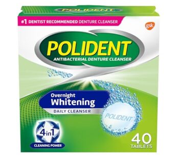 Polident Overnight Whitening Denture Cleanser Tablets – 40 Count