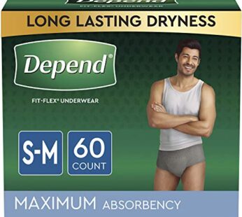 Depend FIT-FLEX Incontinence Underwear for Men, Maximum Absorbency, Disposable, Small/Medi