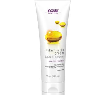 NOW Solutions, Vitamin D-3 Cream 1,000 IU Per Gram, High-Potency, Intense Moisture, 4-Ounc