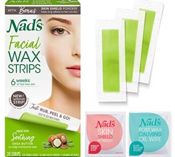 Nad’s Facial Wax Strips – Hypoallergenic All Skin Types – Facial Hair Removal For Women –