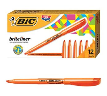 BIC Brite Liner Highlighter, Chisel Tip Orange 12 Count (Pack of 1)