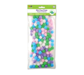 Krafty Kids KC208B Mini Pom-Poms, 14mm, Pastel Colors