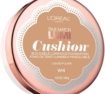 L’Oréal Paris True Match Lumi Cushion Foundation, W4 Natural Beige, 0.51 oz.