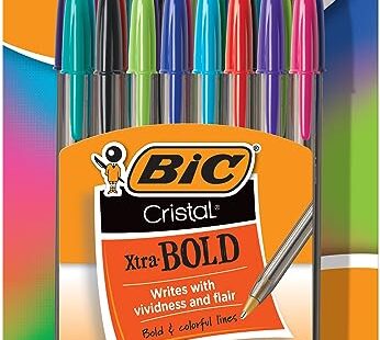 BIC Cristal Xtra Bold Ballpoint Pens, Bold Point (1.6mm) For Vivid And Dramatic Lines, Ass