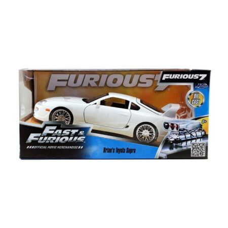 Jada Toys Fast & Furious 1:24 Brian's Toyota Supra Die-cast Car White, Toys for Kids and A